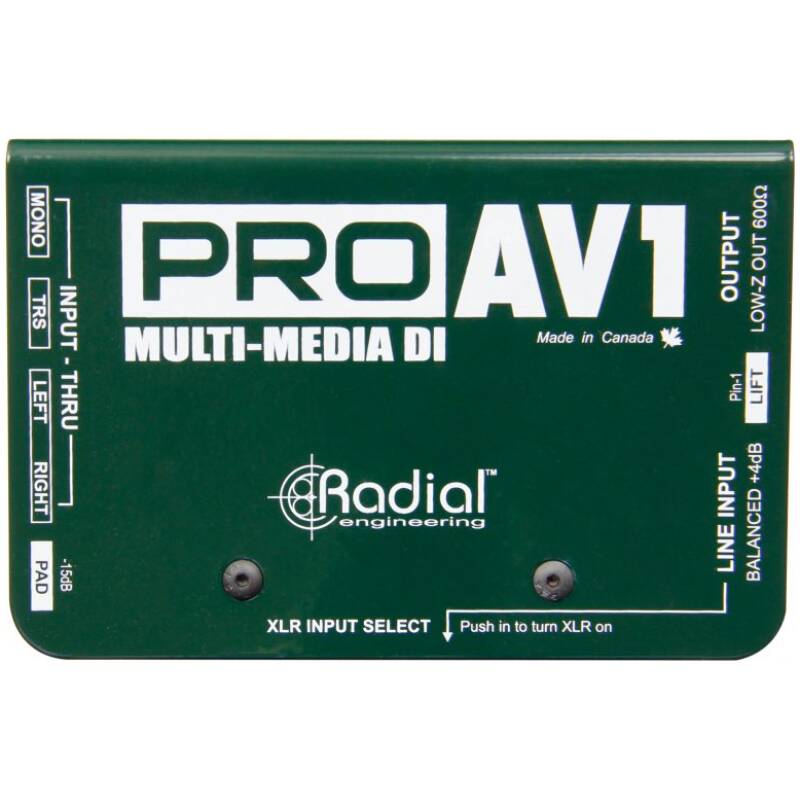 Radial ProAV1 Passive For AV With Stereo-To-Mono Mix,RCA,35mm And XLR Input