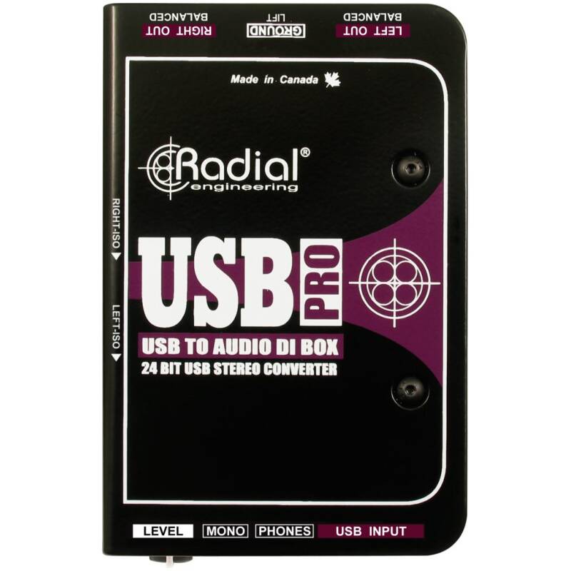 Radial USB-Pro Digital USB DI For Laptops,24/96 With Headphone Amp & Isolation Outs