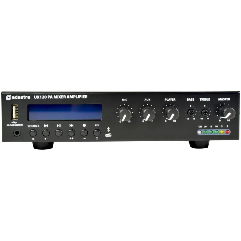 Adastra UX120 100V Mixer Amplifier 120W Usb/fm/bt