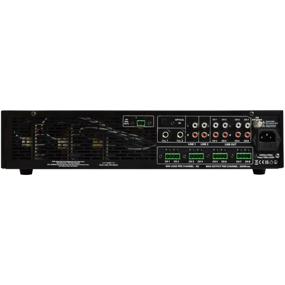 Adastra A8300 2U Mixer Amplifier 8X 300W - Image 3