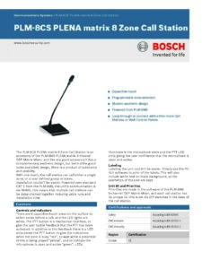 Bosch PLM-8CS PLENA Matrix 8 Zone Call Station - Image 2