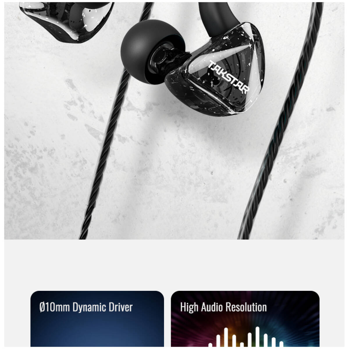 Takstar TS-2300 Black In-Ear Monitor Earphones - Image 5