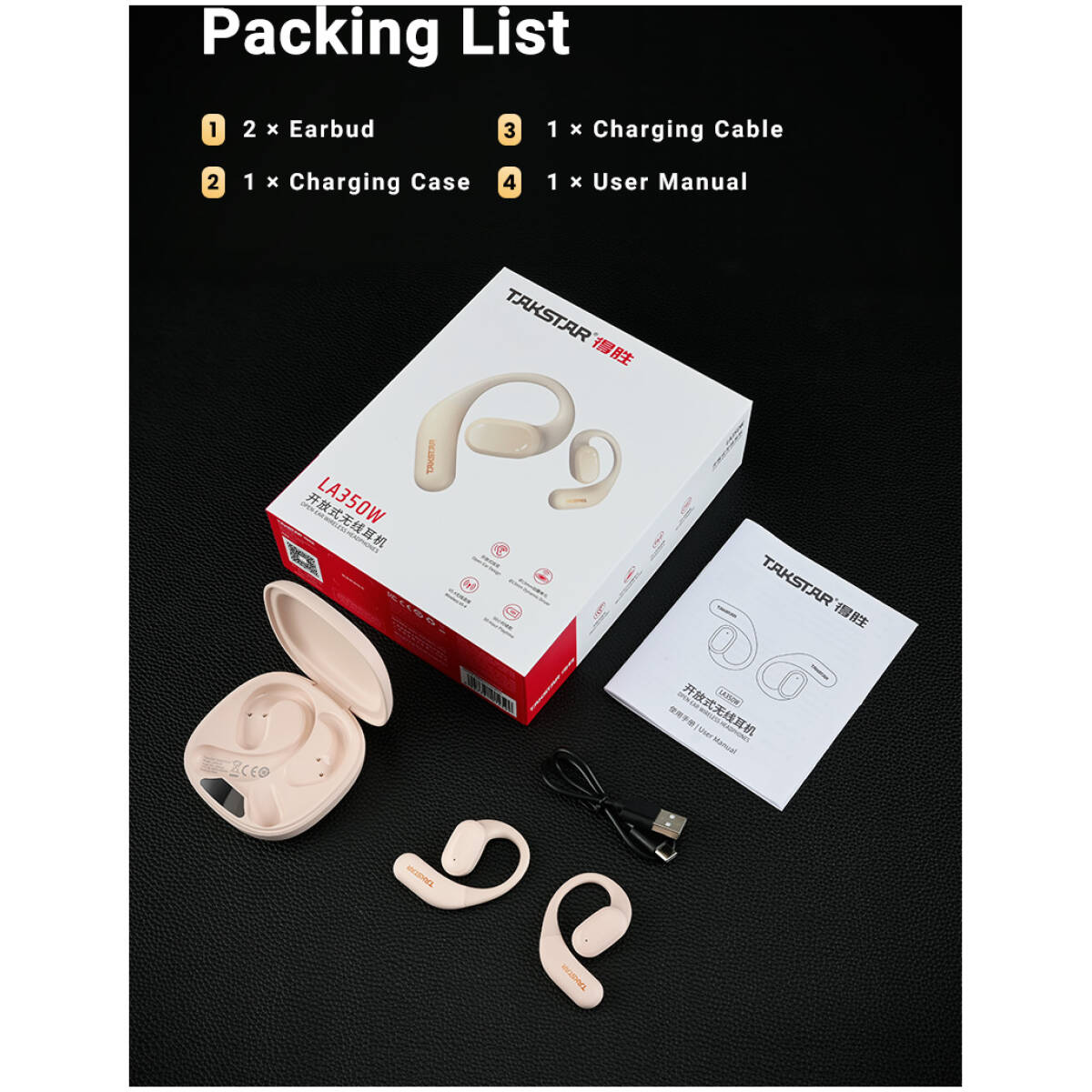 Takstar LA350W White Open-Ear Wireless Headphones - Image 21