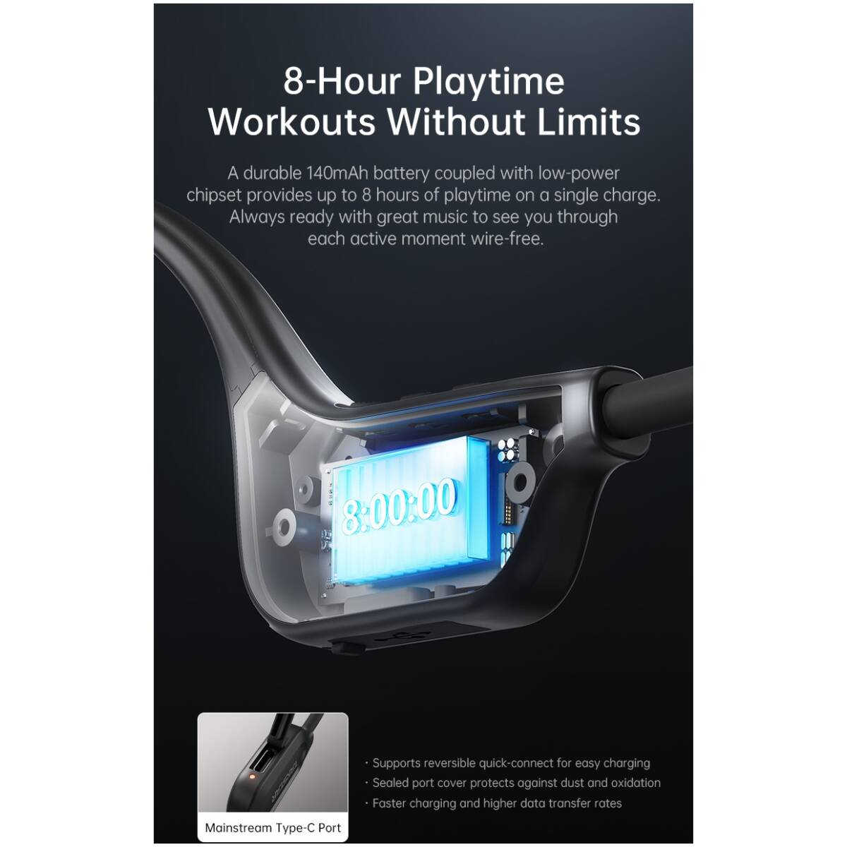 Takstar LR100W Black Bone Conduction Headphones - Image 18