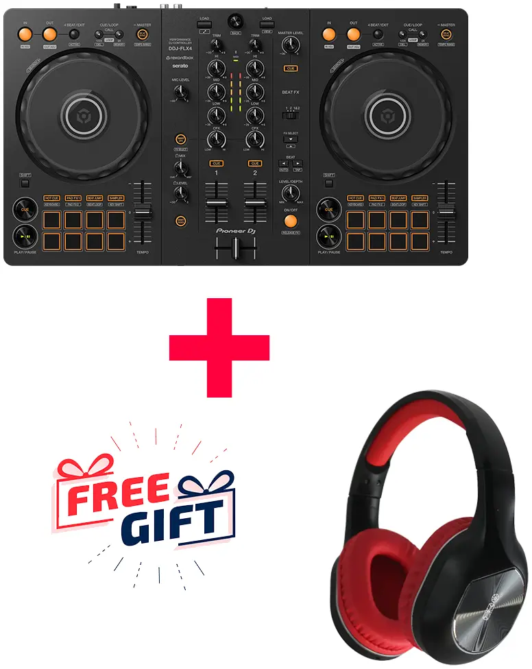 Pioneer DDJ-FLX4とQUINTETヘッドフォン Pioneer DDJ FLX 4 + FREE Imix Bluetooth Headphones Bundle - A1 Sound