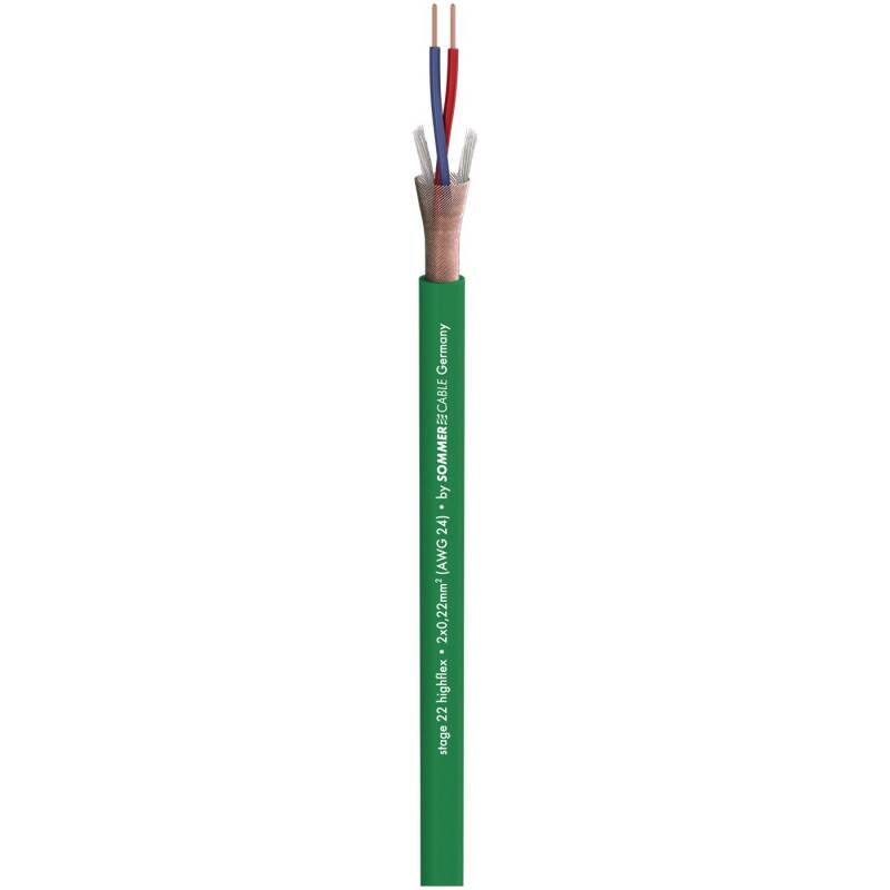 Sommer Cable SOM-200-0004 Microphone Cable Stage 22 Highflex; 2 x 0,22 sq. mm; PVC 6,40 mm; Green