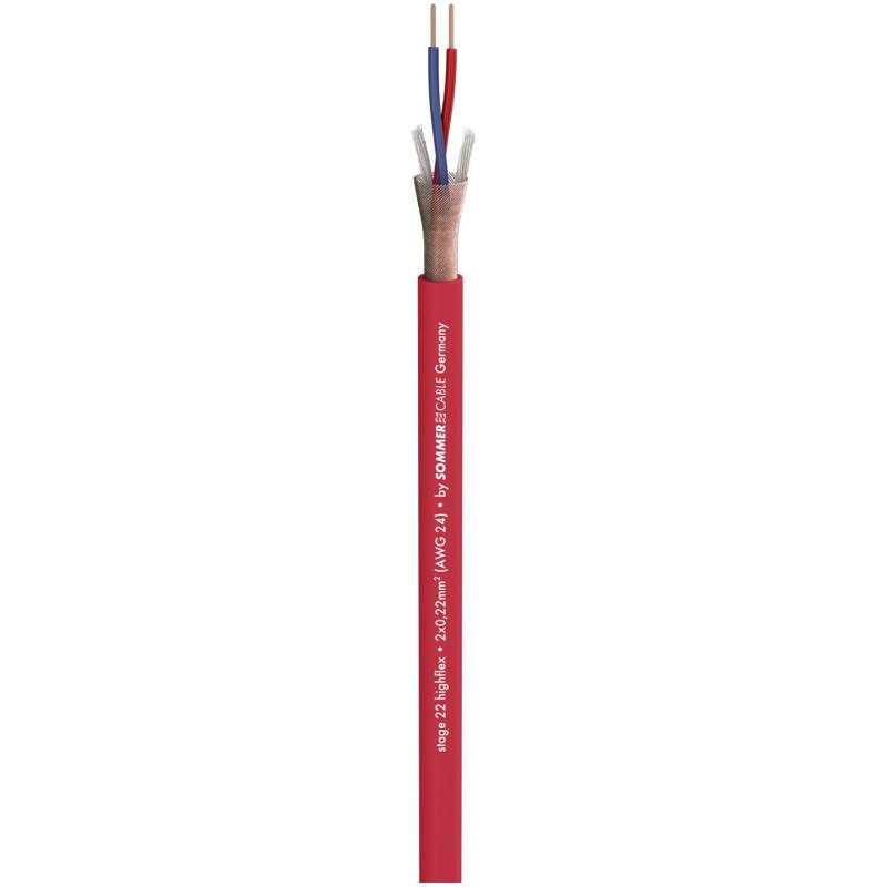 Sommer Cable 200-0003 Microphone Cable Stage 22 Highflex; 2 x 0,22 sq. mm; PVC 6,40 mm; Red