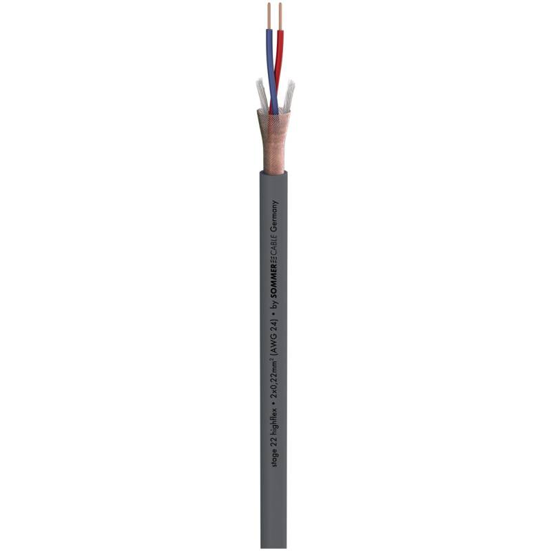 Sommer Cable SOM-200-0006 Microphone Cable Stage 22 Highflex; 2 x 0,22 sq. mm; PVC 6,40 mm; Grey