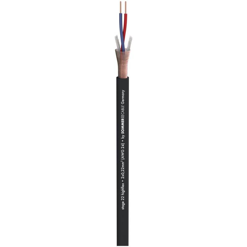 Sommer Cable SOM-200-0001 Microphone Cable Stage 22 Highflex; 2 x 0,22 sq. mm; PVC 6,40 mm; Black