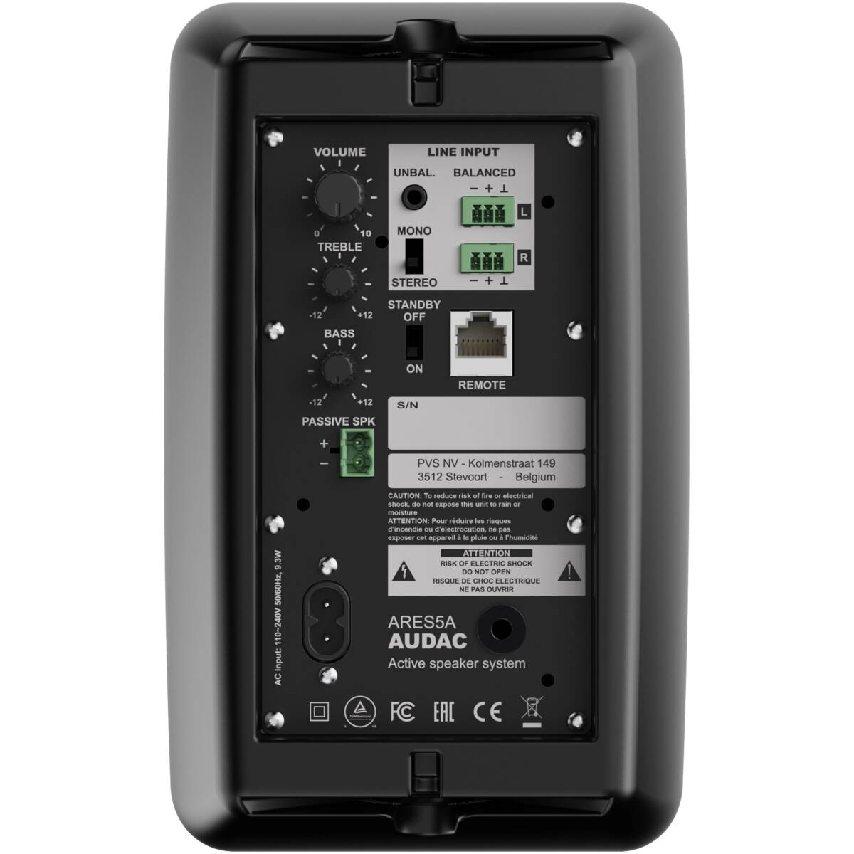 Audac AUA-ARES5A/B 2-Way Stereo Active Speaker System - 2 x 40W Black Version - Image 4