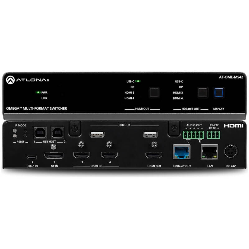 Atlona AT-OME-MS42 4×2 Matrix Switcher With USB Hub