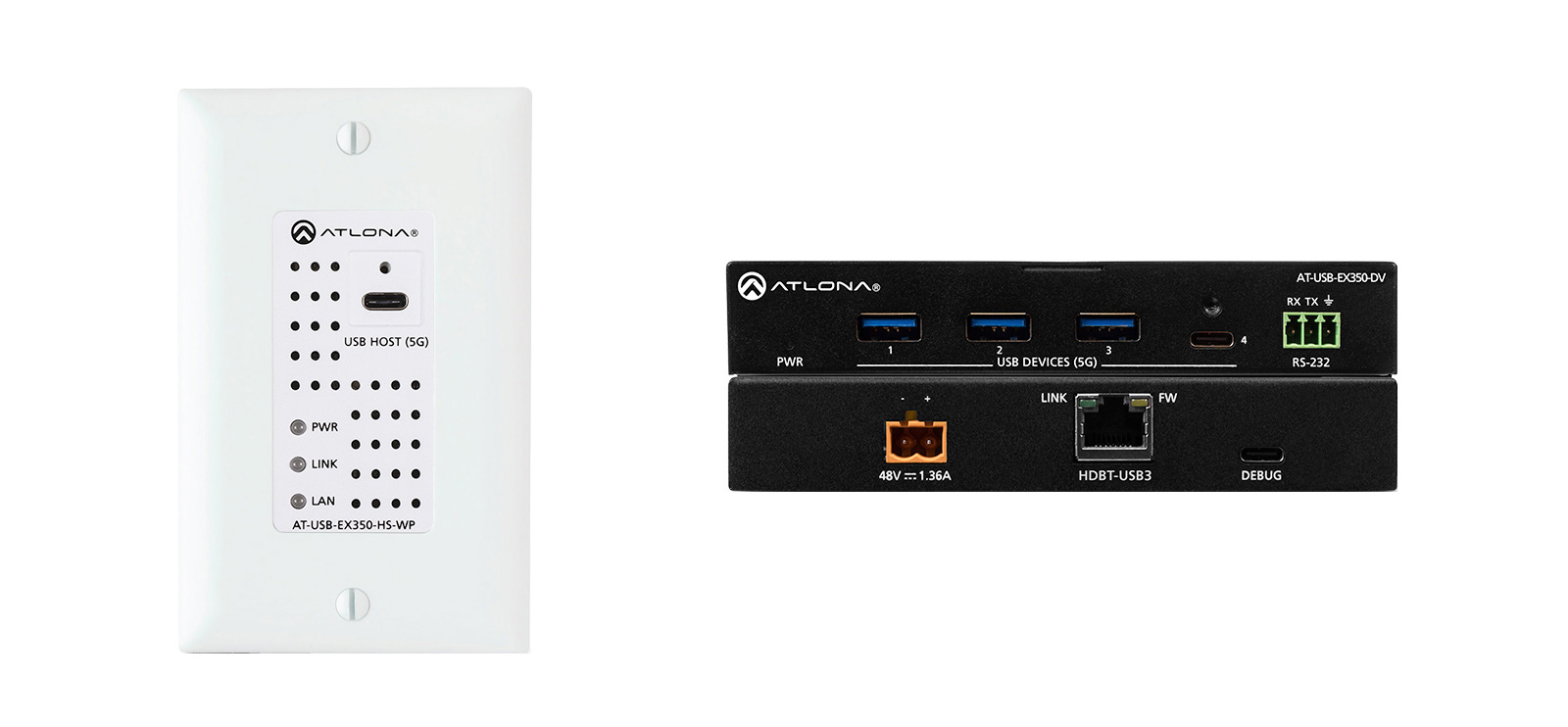 AT-USB-EX350-WPH-KIT_1600x742-1 Atlona AT-USB-EX350-WPH-KIT USB 3.0 Extender Kit With Host Wallplate - Image 1