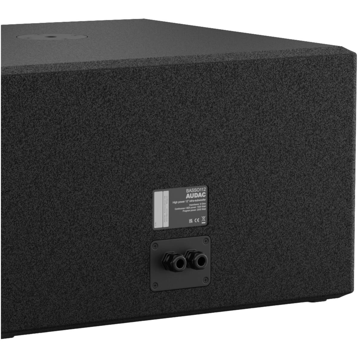 Audac AUA-BASSO112/OB 12inch Ultra-High Power Infra-Subwoofer - 1000W AES - Black (Outdoor) - Image 2