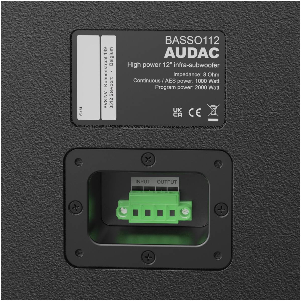 Audac AUA-BASSO112/B 12inch Ultra-High Power Infra-Subwoofer-1000W AES-Black (Indoor) - Image 3