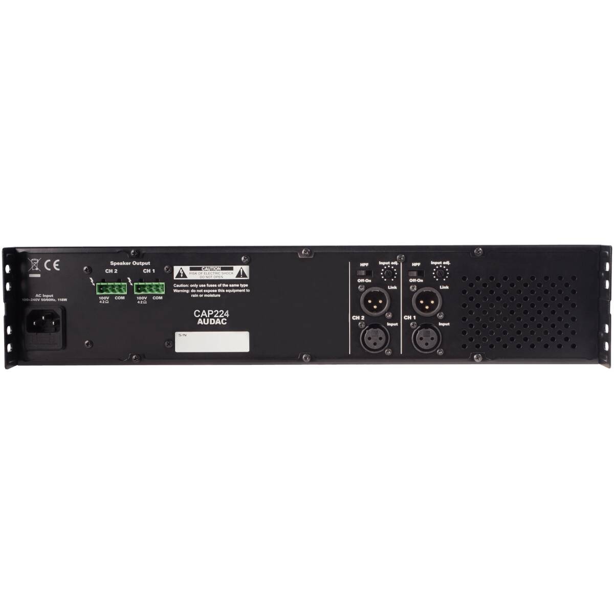 Audac AUA-CAP224 Dual-Channel Power Amplifier 2 x 240W 100V - Image 2
