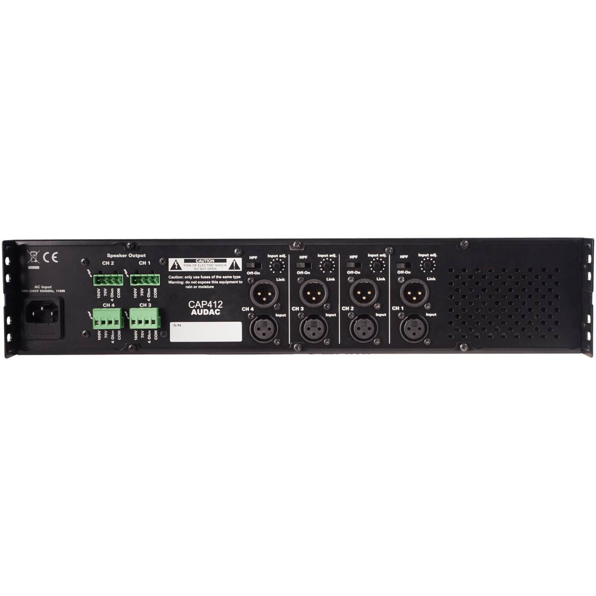Audac AUA-CAP412 Quad-Channel Power Amplifier 4 x 120W 100V - Image 2