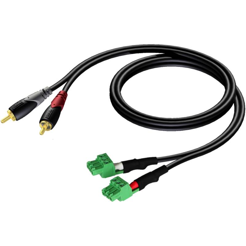 Audac AUA-CLA832/3 2 x RCA/Cinch - 2 x Terminal Block (3p - 3.81mm) 3 Meter