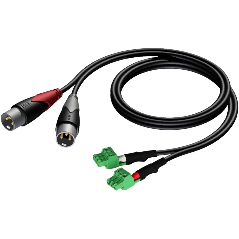 Audac AUA-CLA834/1.5 2 x XLR Male - 2 x Terminal Block (3p - 3.81mm) 1,5 Meter