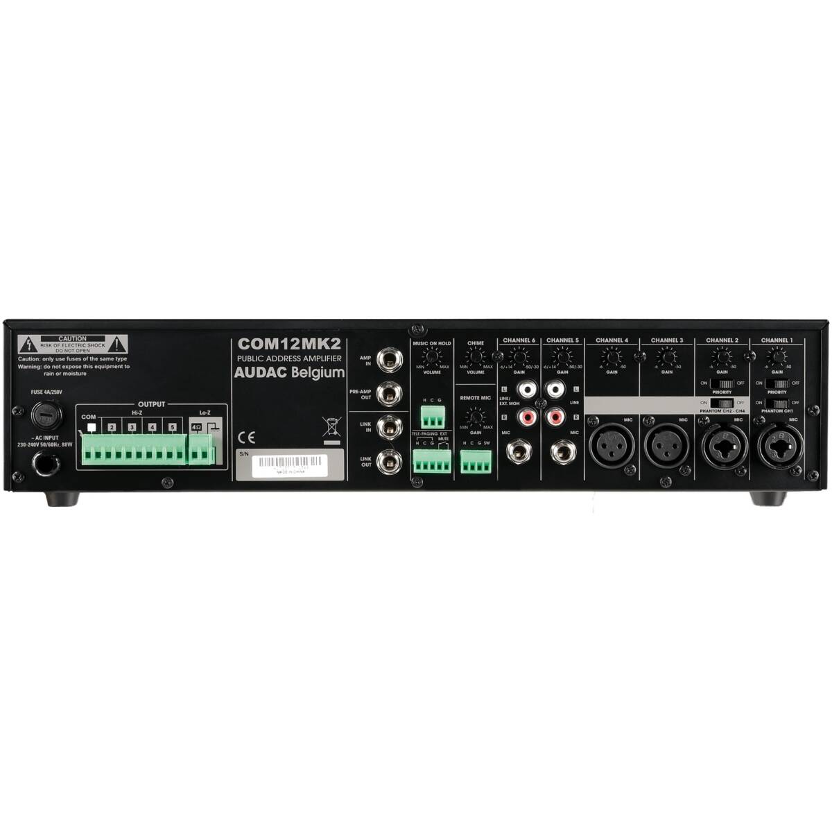 Audac AUA-COM12MK2 Public Address Amplifier 120W 100V MK2 Version - Image 2