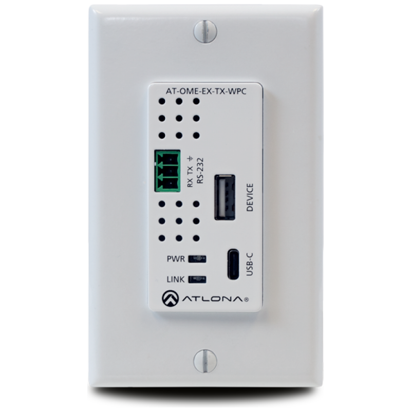 Atlona AT-OME-EX-TX-WPC Wallplate HDBaseT Transmitter With USB-C Input And USB Hub