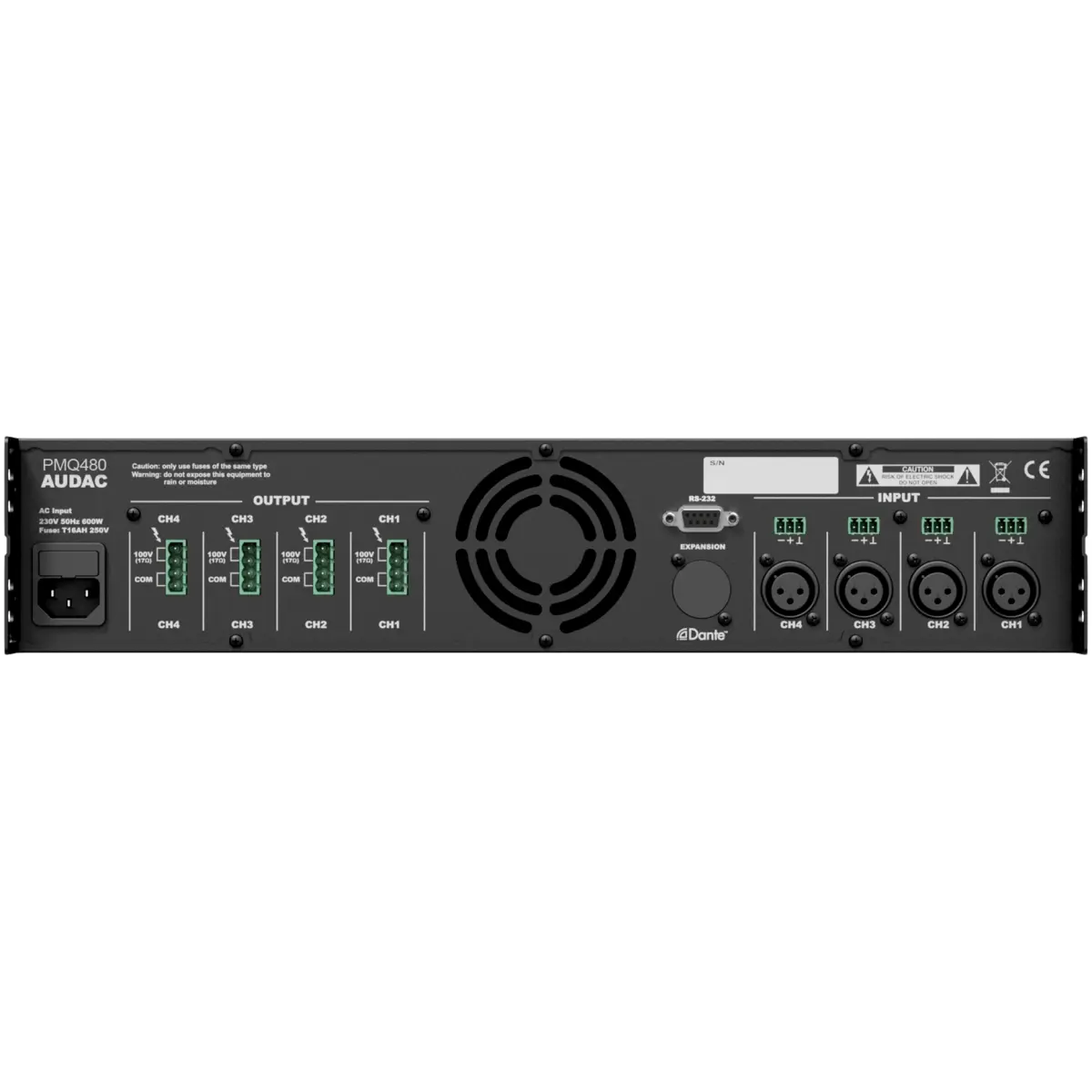 Audac PMQ480 WaveDynamics™ Quad-channel 70/100V Power Amplifier - Image 2