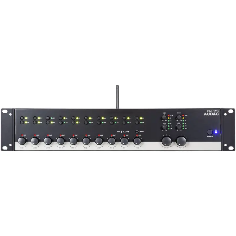 Audac PRE220 Two Zone 10 Channel Stereo Pre-amplifier