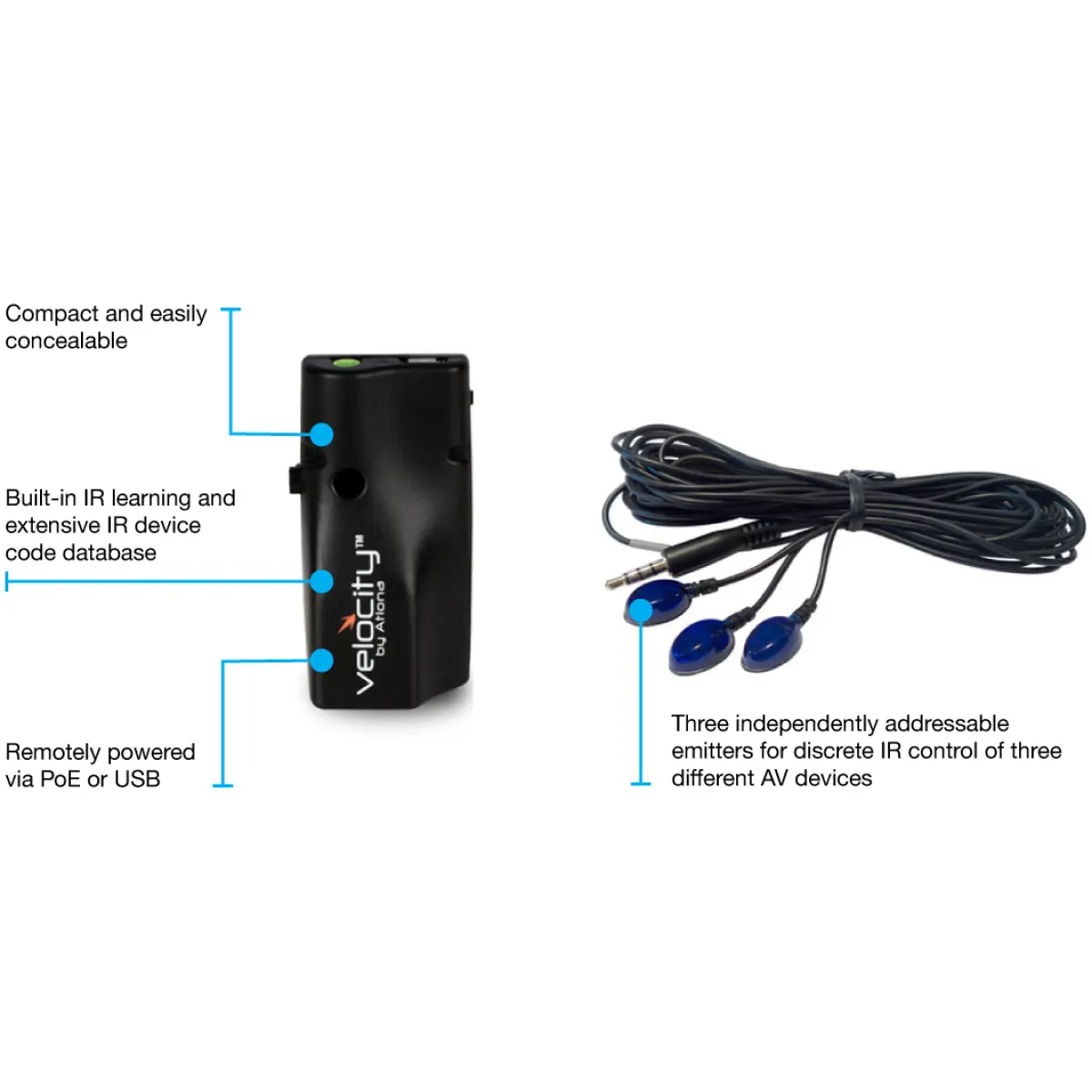 Atlona AT-VCC-IR3-KIT  Velocity Control Converter PoE Kit With Triple IR Emitters - Image 2
