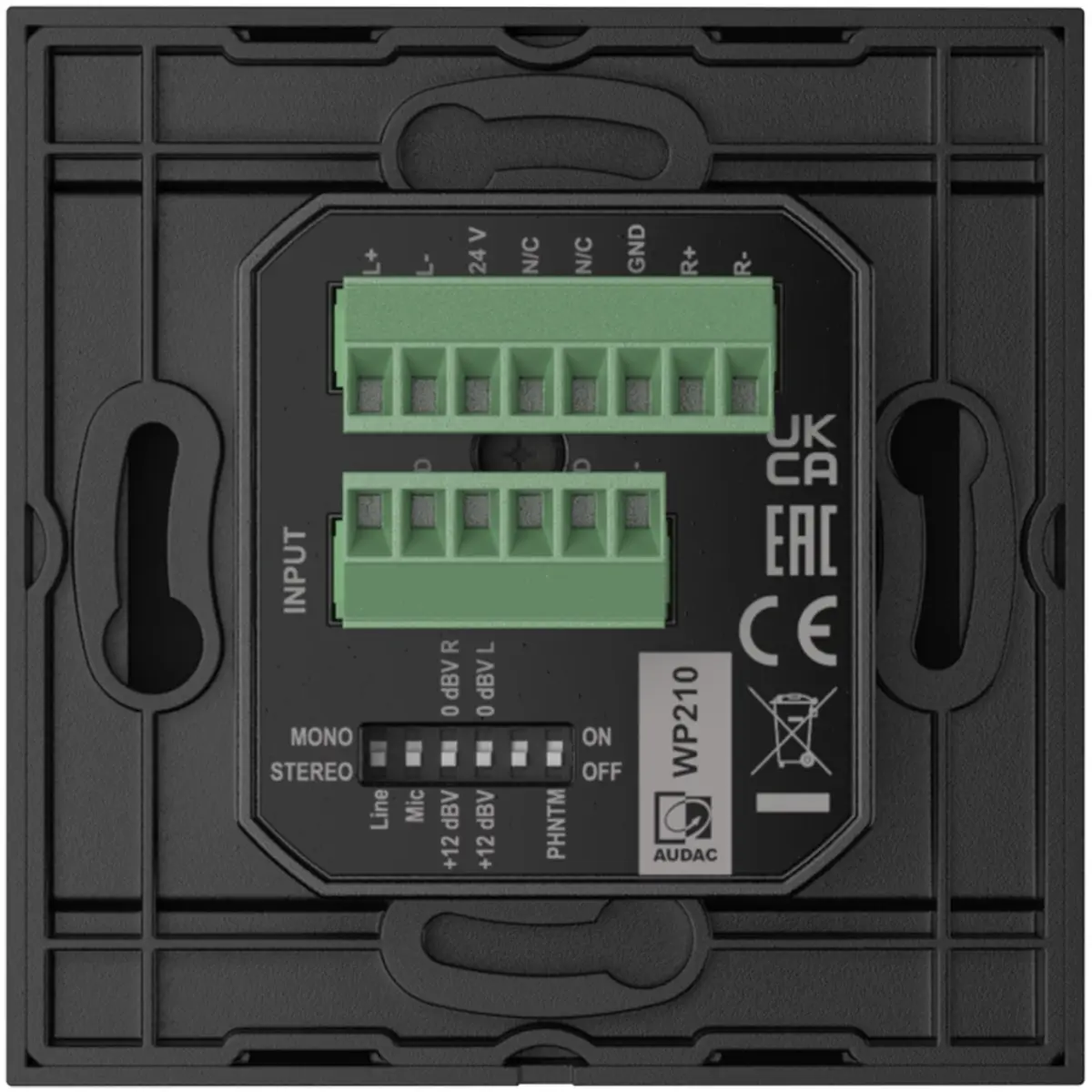 Audac WP210 Black Universal Wall Panel - Microphone & Line Input - Image 2