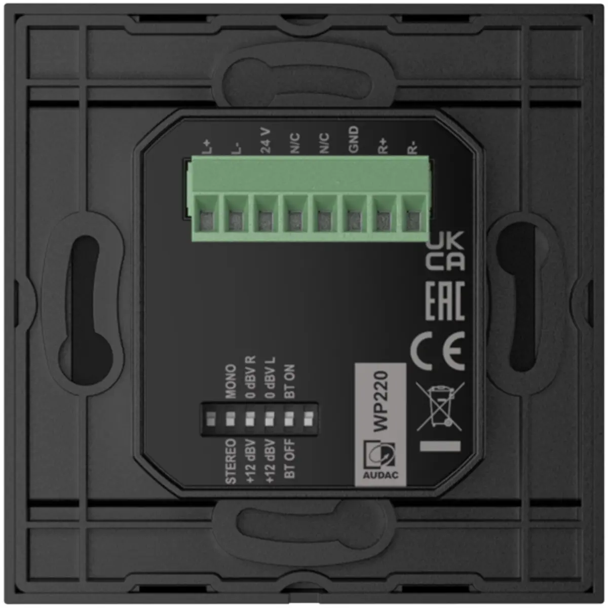 Audac WP220 Black Universal Wall Panel Bluetooth Receiver Input - Image 2