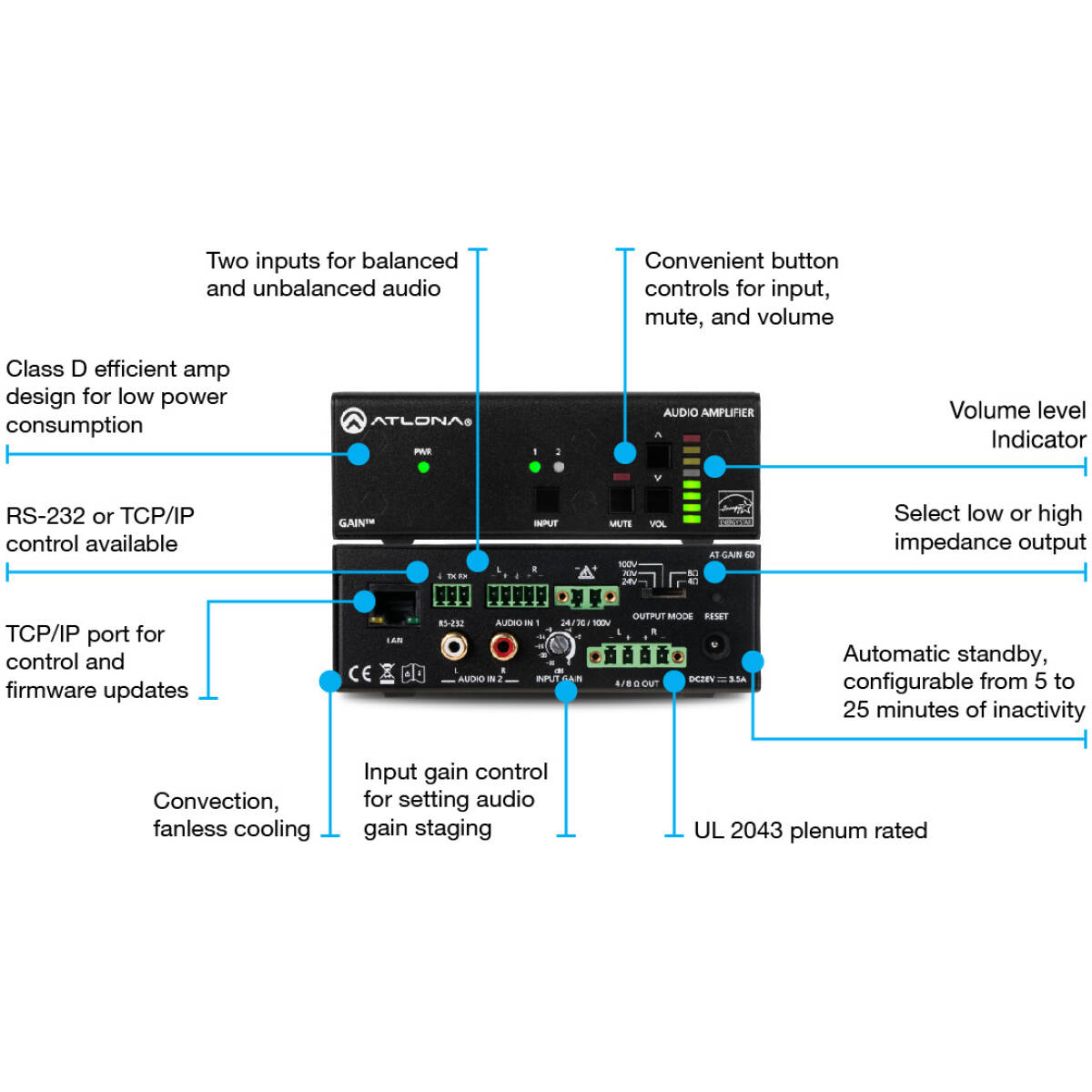 Atlona ATL-AT-GAIN-60 Stereo Audio Amplifier - Image 2