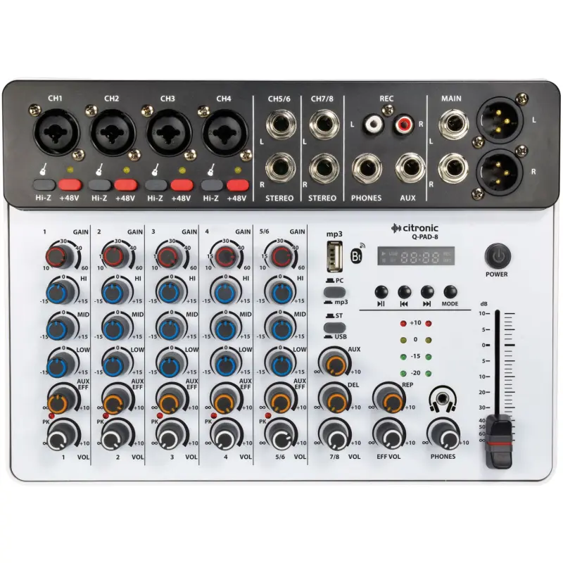 Citronic Q - Pad Music Mixer BT/USB/MP3 8CH