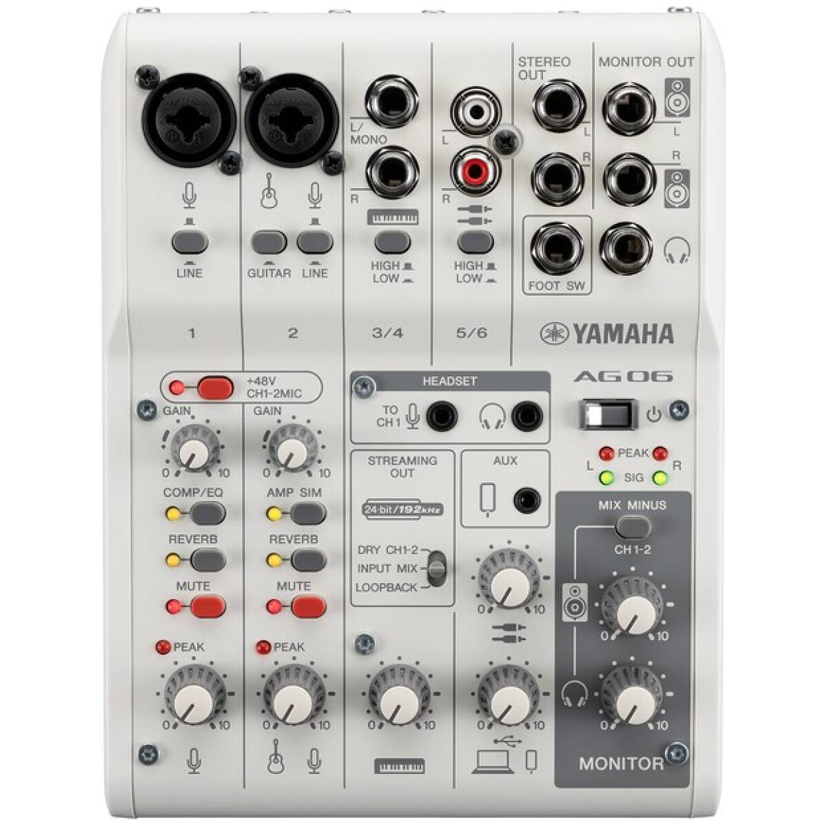 Yamaha AG06MK2Live Streaming Mixer (White) - Image 2