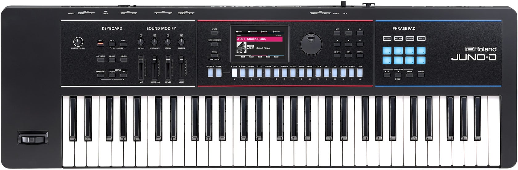 Roland juno-d6 61鍵盤 Roland JUNO-D6 61-Key Synthesizer - A1 Sound