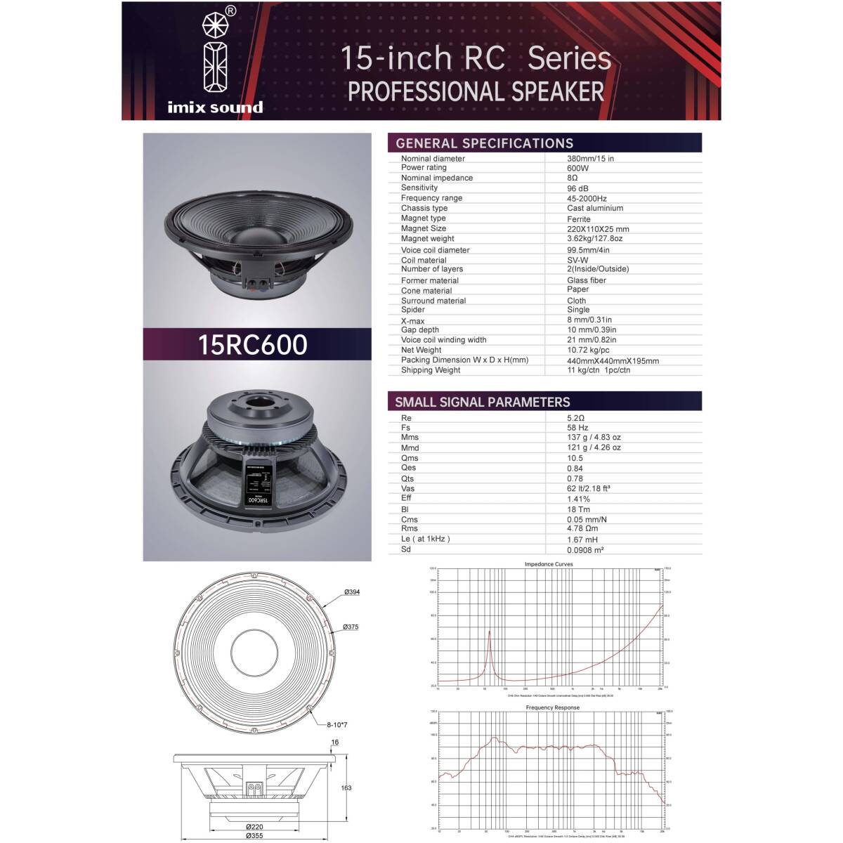 Imix 15RC600 600W Loose Speaker - Image 4