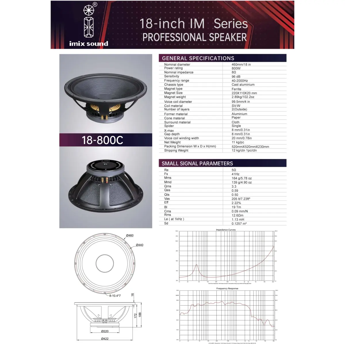 Imix 18-800C 800W Loose Speaker - Image 6