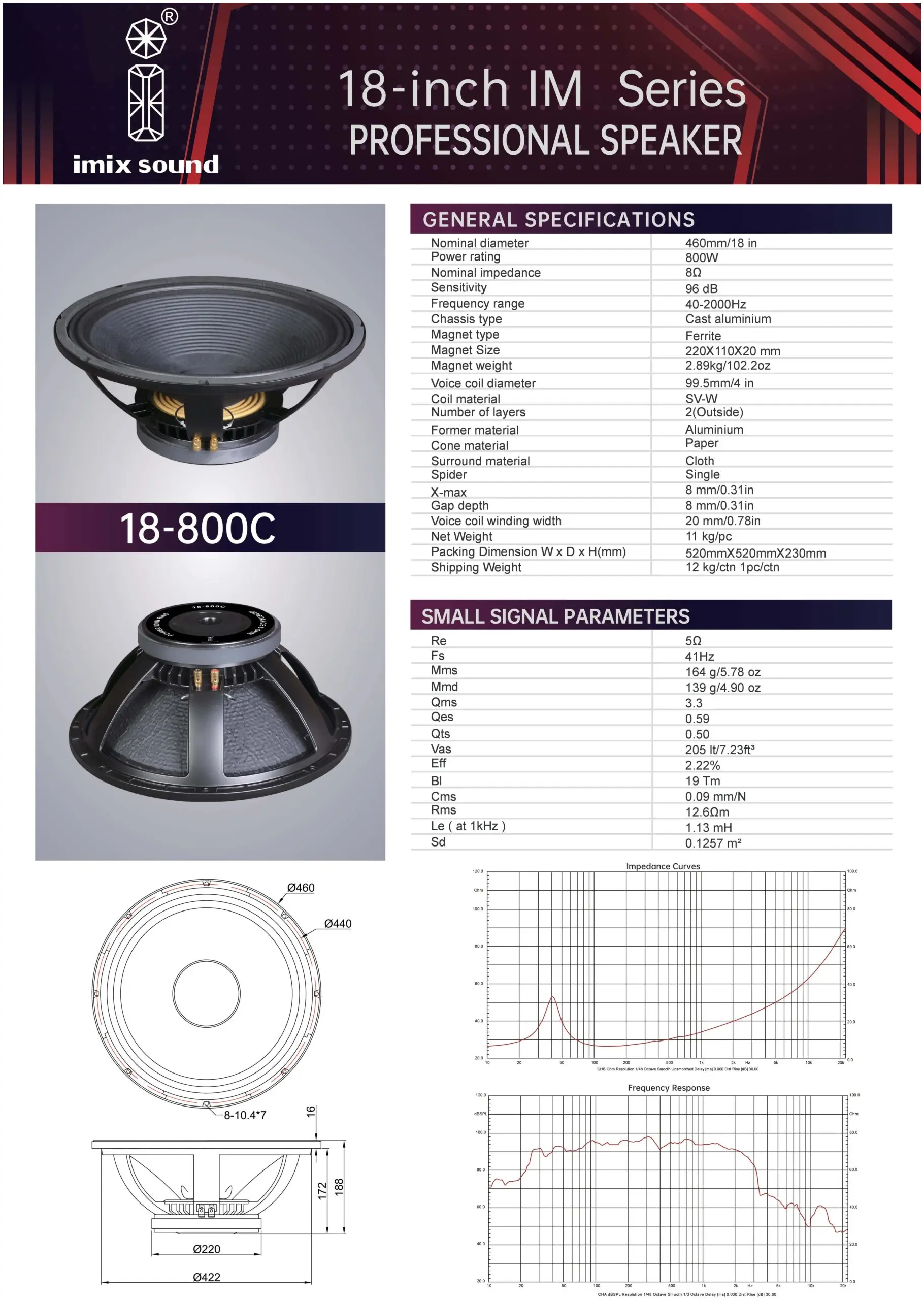 Imix 18-800C 800W Loose Speaker - A1 Sound