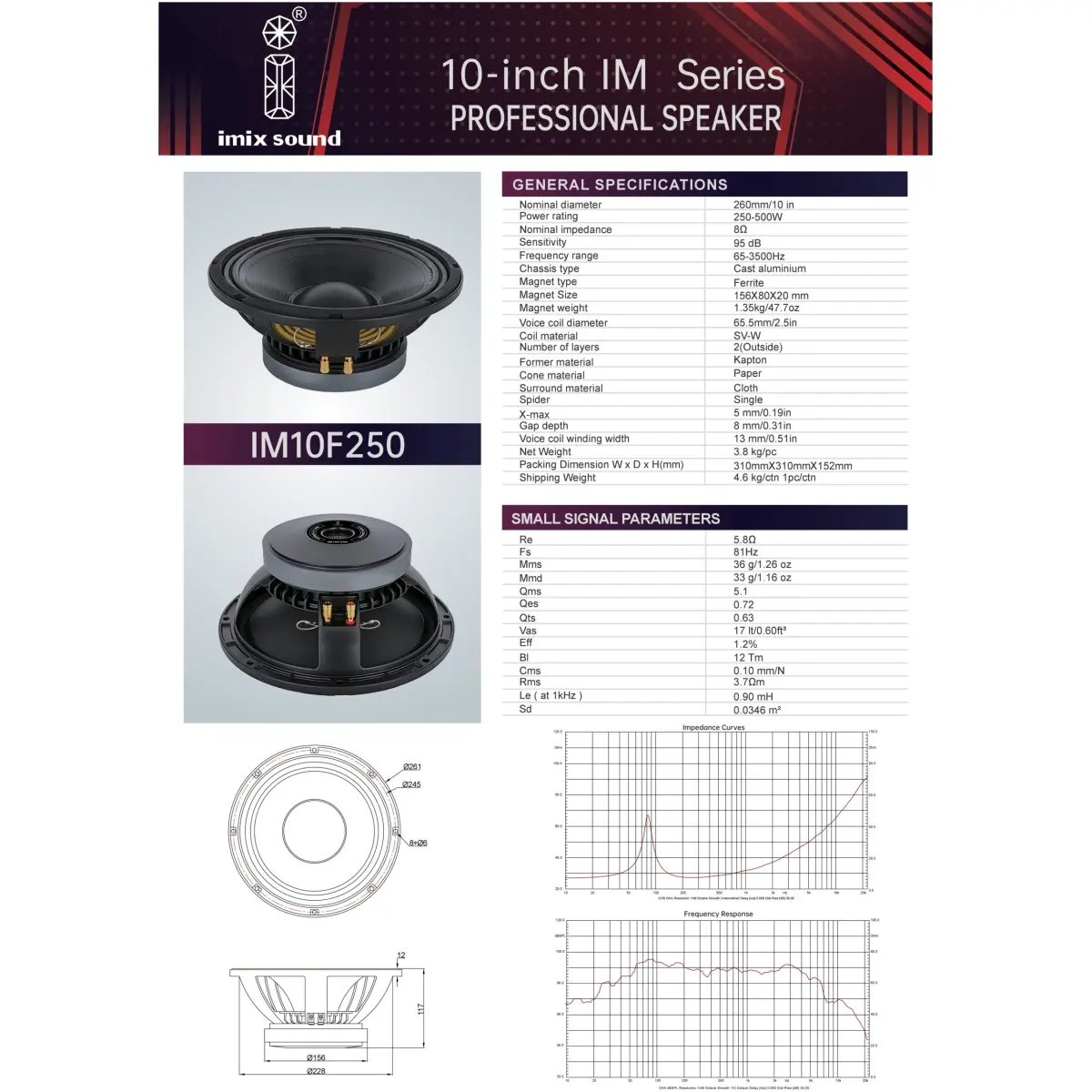Imix IM10F250 10" 250W Loose Speaker - Image 6