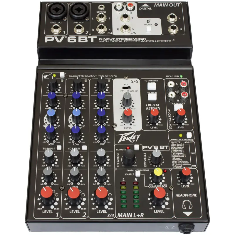 Peavey 6 BT 6 Channel Compact Mixer With Bluetooth