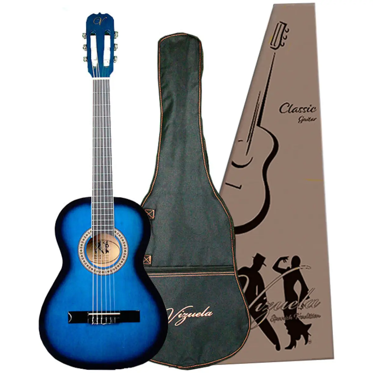 Vizuela 36'' Classic Guitar (Blue Sunburst) - Image 5
