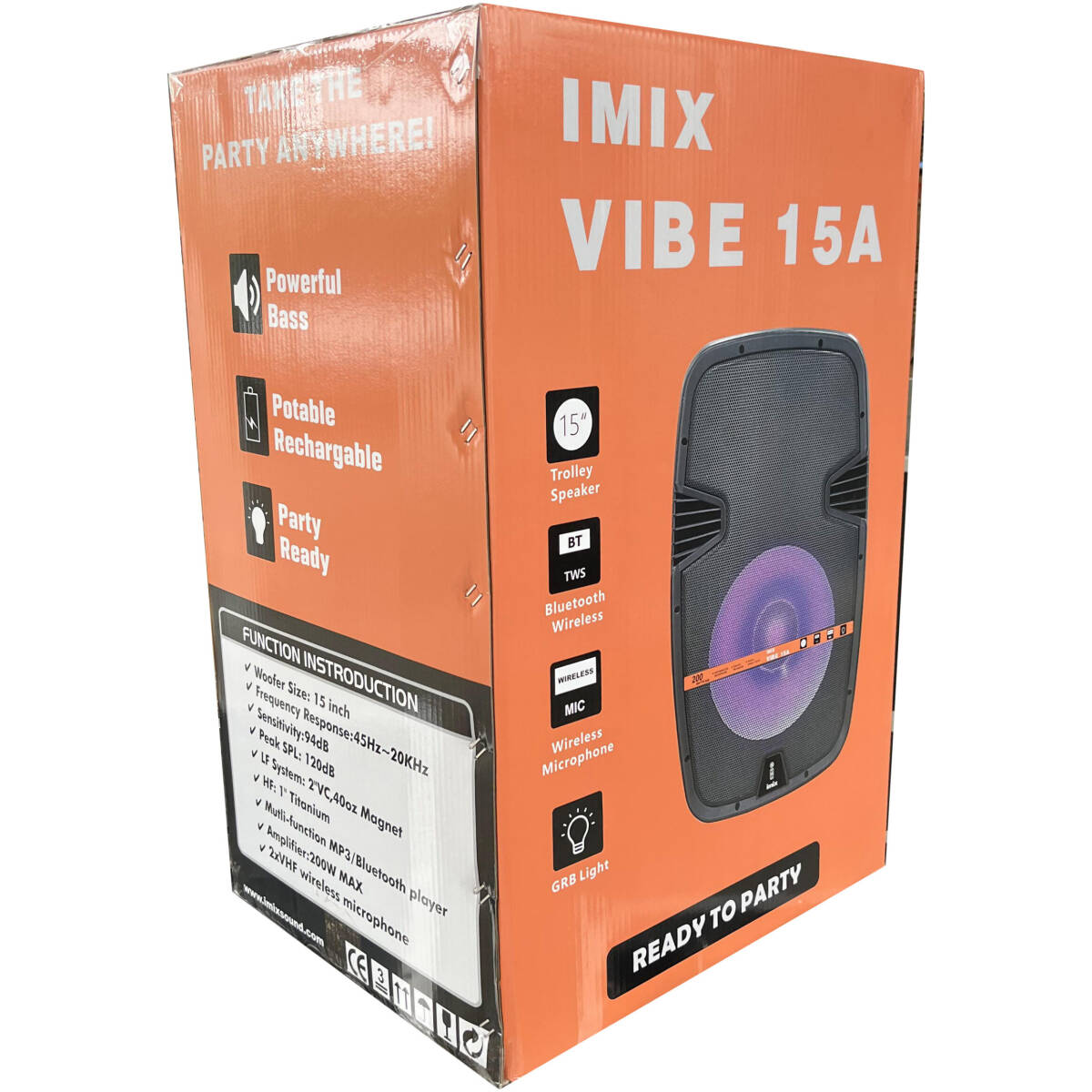 Imix Vibe15A 15" Battery Powered Active Speaker - Image 3