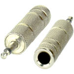 Tecnix Mini Jack Male - 1/4"Jack Female Silver Chassis Adaptor - Image 3