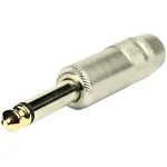 Tecnix Mono 1/4" Silver Straight Jack With Brass Tip Chassis