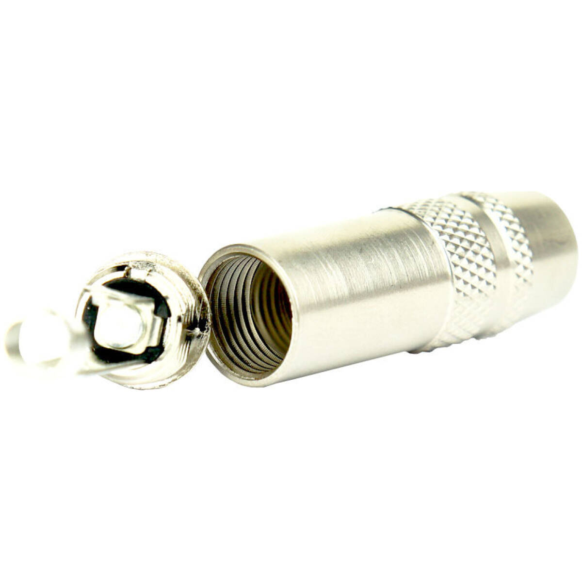 Tecnix Mono 1/4" Silver Straight Jack With Brass Tip Chassis - Image 2