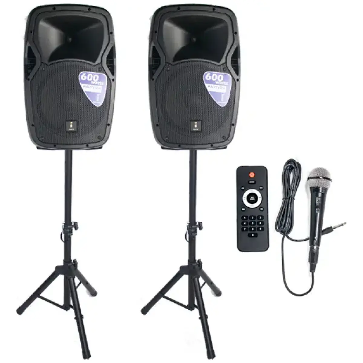 Imix Party 12A 12" Active Speaker Set w/ Stands And Mic - Image 2