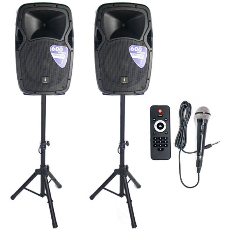 Imix Party 12A 12" Active Speaker Set w/ Stands And Mic