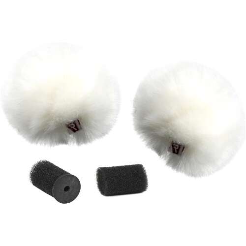 Rycote White Ristretto Lavalier Windjammer, Pair, Synthetic Fur