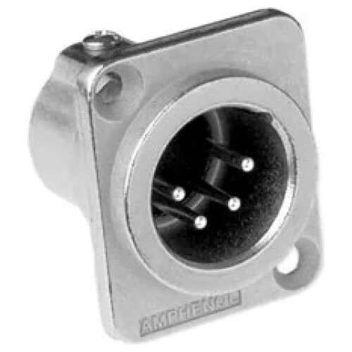 Amphenol AMP-AC4MDZ Male Xlr 4 Chassis, Machined Contacts, Nickel Finish
