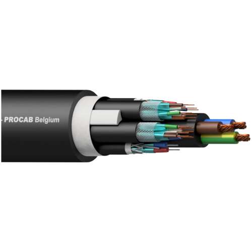 Procab PHC2522 2 X Balanced Signal / Dmx-aes, 2 X Cat7 S/ftp & 3g2.5 Power Cable 100 Meter