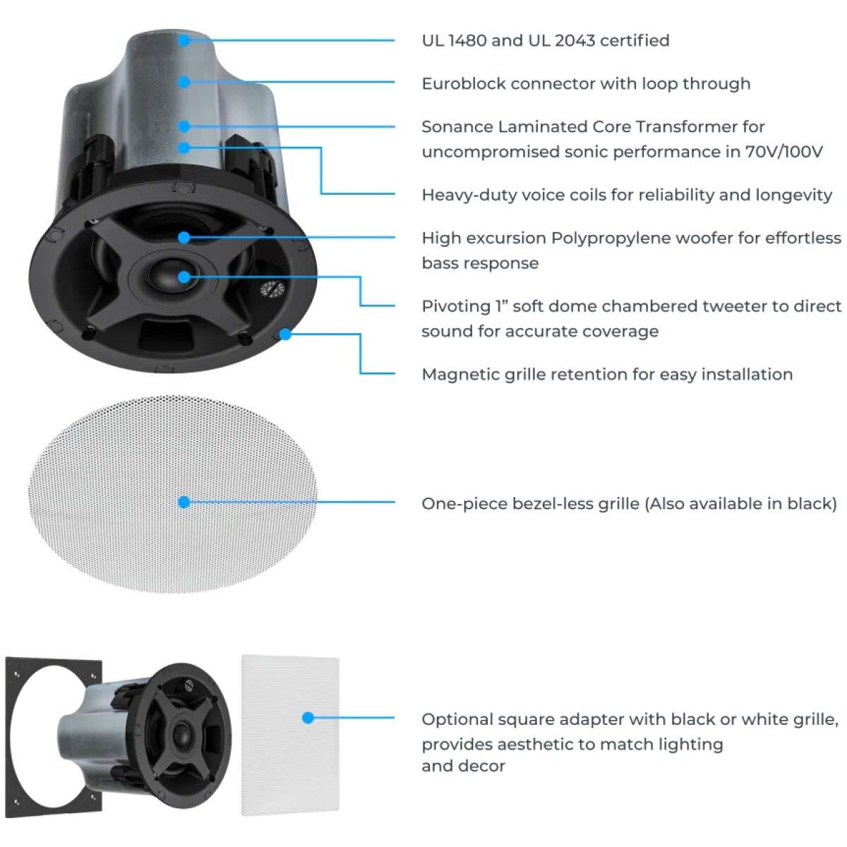 Sonance PS-C43RT-WH-UNIT 4" In-Ceiling Speaker(Unit) - Image 5