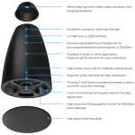 Sonance PS-P83T-BK-UNIT Black 8” Pendant Speaker(Unit) - Image 5